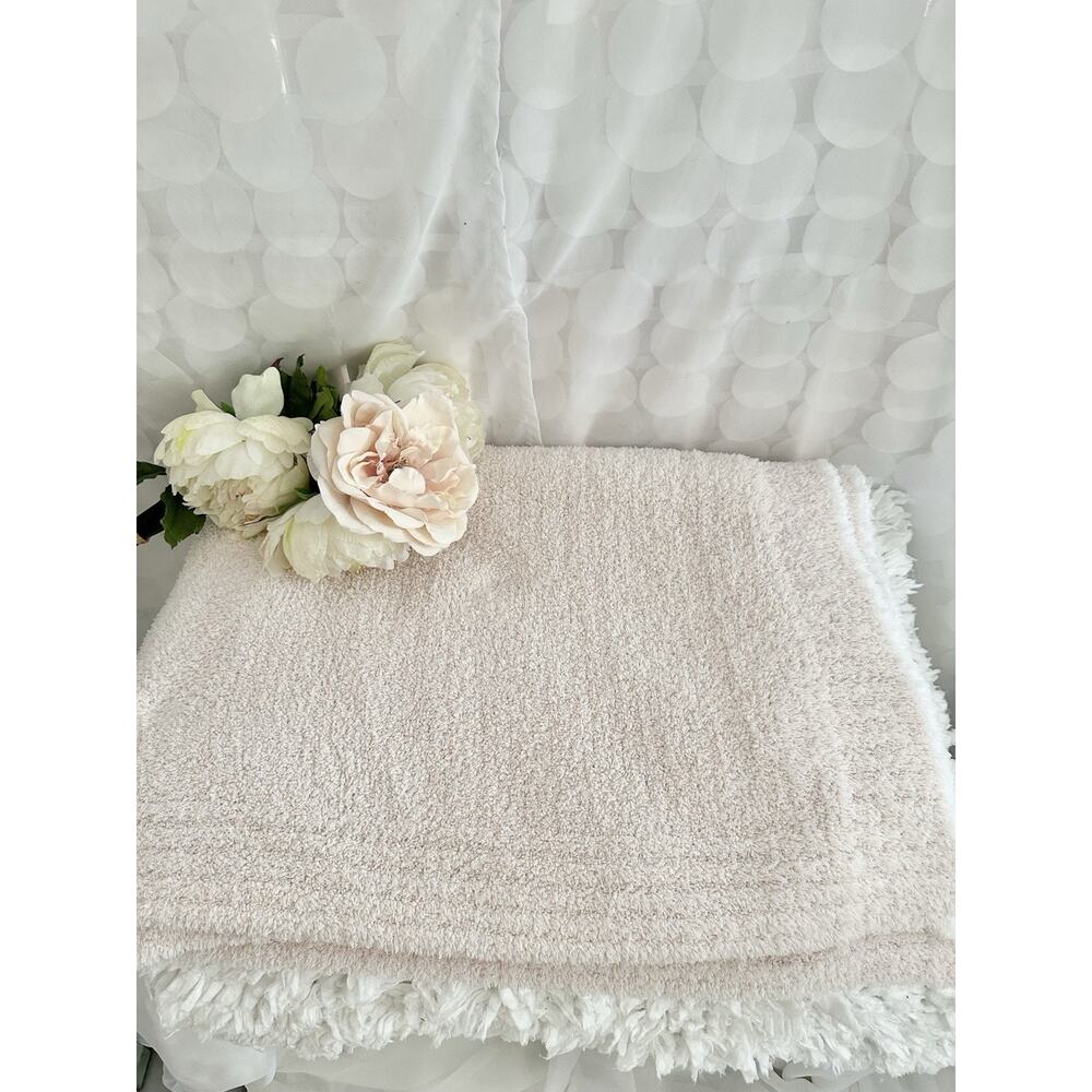 Barefoot Dreams Soft Pink Throw Blanket White Edge 45x60 CozyChic